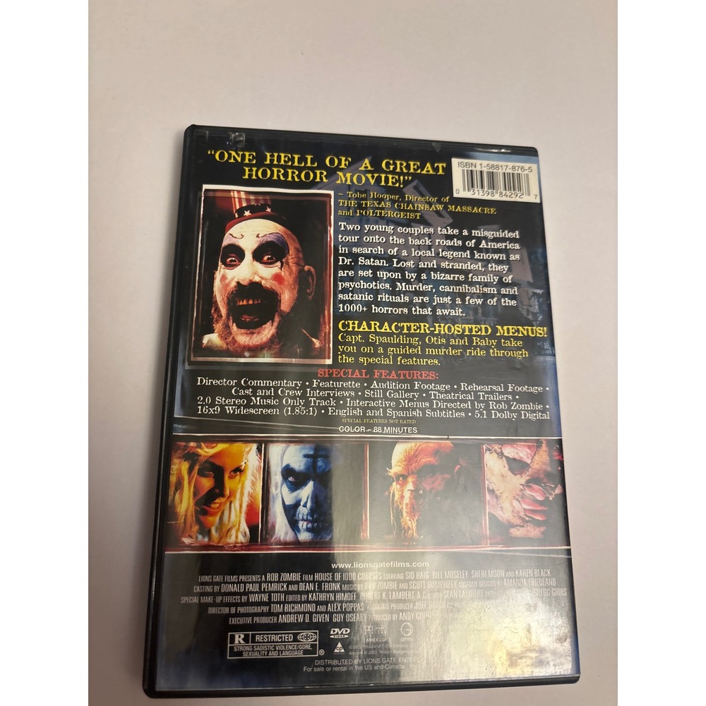 House of 1000 Corpses Rob Zombie Film DVD Horror Movie - Picture 2 of 3